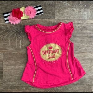 3/$15 First birthday girl shirt and headband